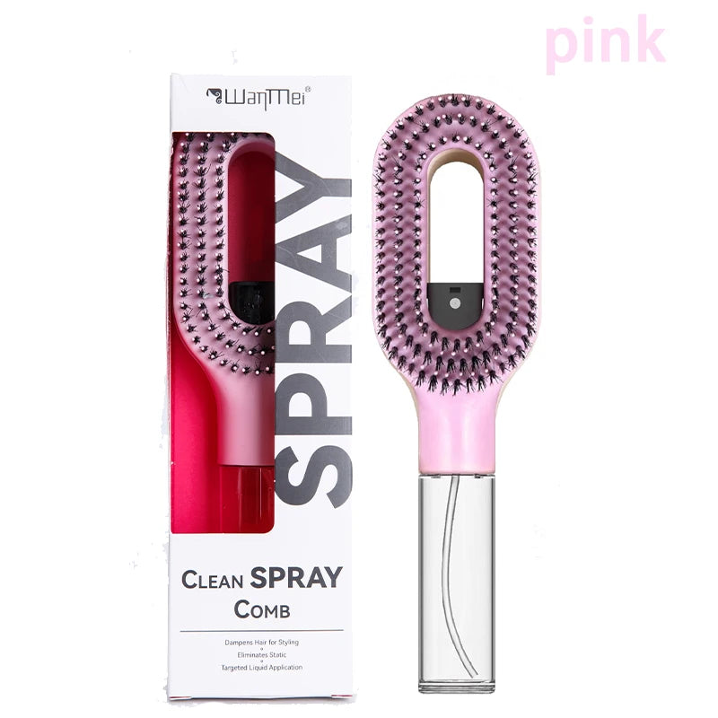 Cepillo para el Cabello 2 en 1 con Pulverizador, Peine Desenredante con Masaje para el Cuero Cabelludo, Rociador de Agua Antiestático, Herramienta para Peinar y Alisar el Cabello para el Hogar y Viajes