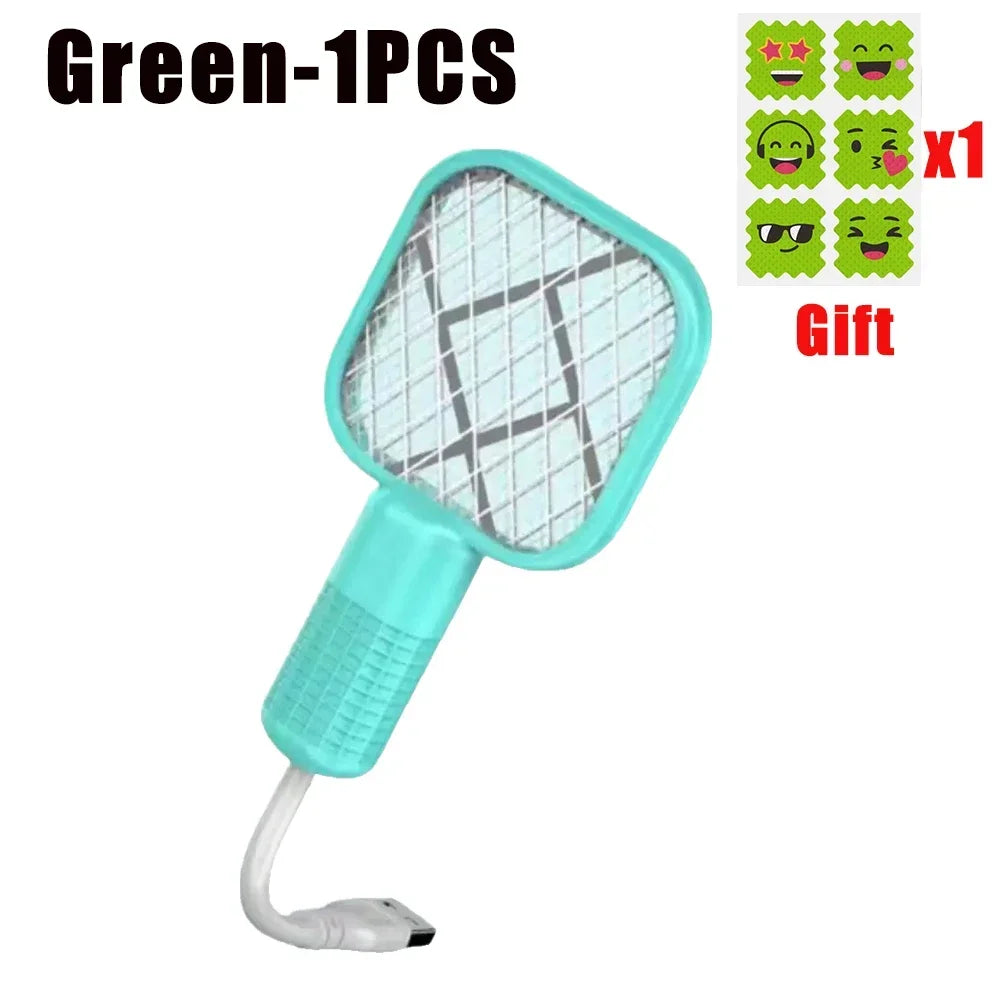 Mata Mosquitos Eléctrico USB con Luz Ultravioleta, Raqueta Matamoscas, Trampa Automática para Insectos para Interiores, Exteriores, Viajes, Camping y Control de Plagas