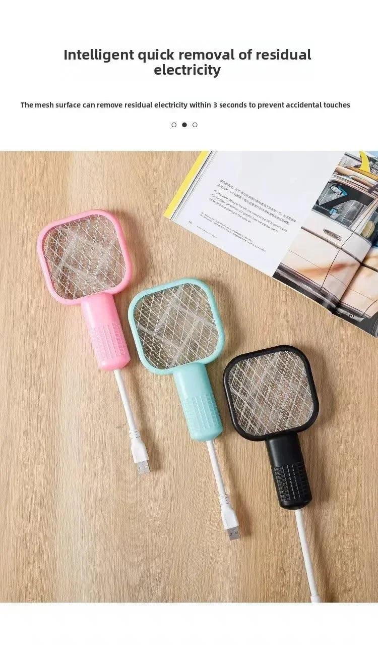 Mata Mosquitos Eléctrico USB con Luz Ultravioleta, Raqueta Matamoscas, Trampa Automática para Insectos para Interiores, Exteriores, Viajes, Camping y Control de Plagas