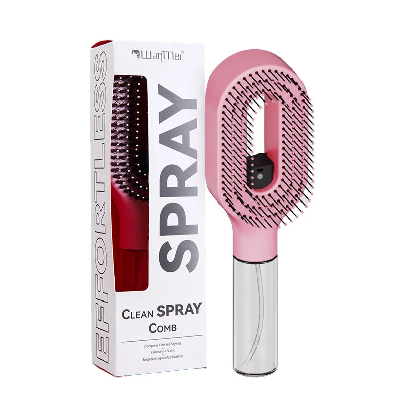 Cepillo para el Cabello 2 en 1 con Pulverizador, Peine Desenredante con Masaje para el Cuero Cabelludo, Rociador de Agua Antiestático, Herramienta para Peinar y Alisar el Cabello para el Hogar y Viajes