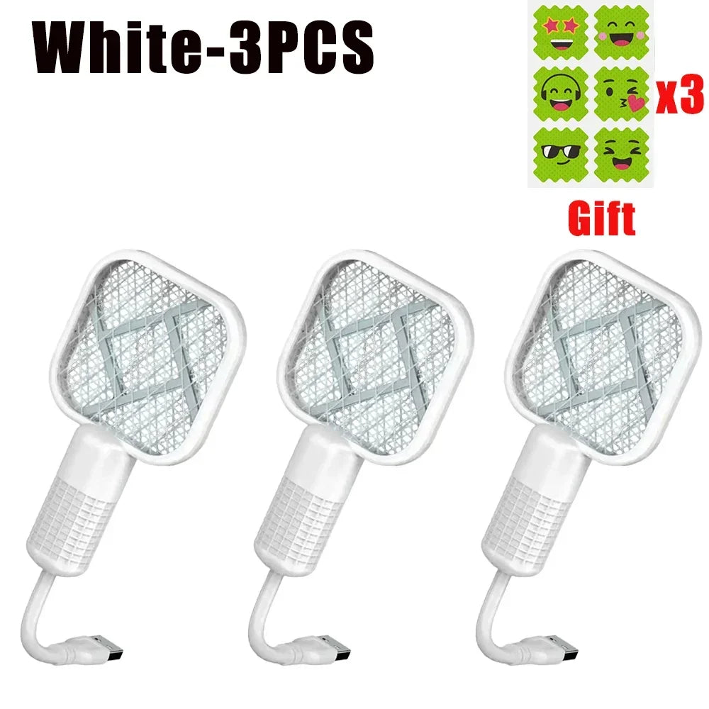 Mata Mosquitos Eléctrico USB con Luz Ultravioleta, Raqueta Matamoscas, Trampa Automática para Insectos para Interiores, Exteriores, Viajes, Camping y Control de Plagas