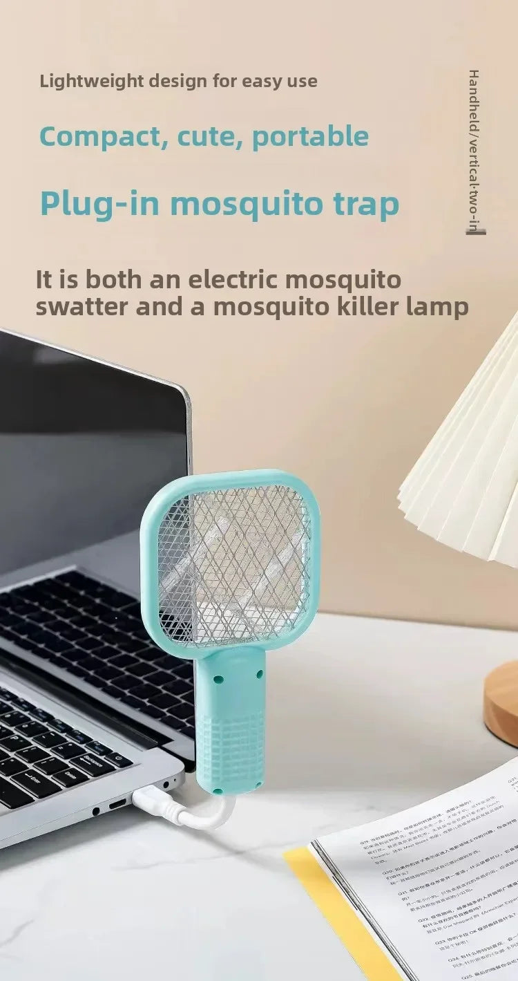 Mata Mosquitos Eléctrico USB con Luz Ultravioleta, Raqueta Matamoscas, Trampa Automática para Insectos para Interiores, Exteriores, Viajes, Camping y Control de Plagas