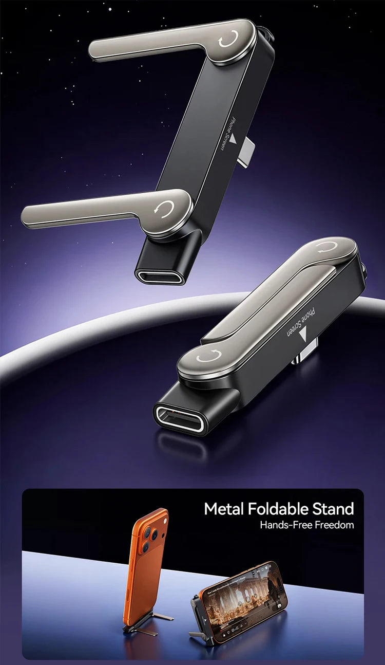 Cable de Carga Plano USB Tipo C con Soporte Plegable Invisible para Teléfono, Cable de Carga Rápida de 240W con Soporte Integrado