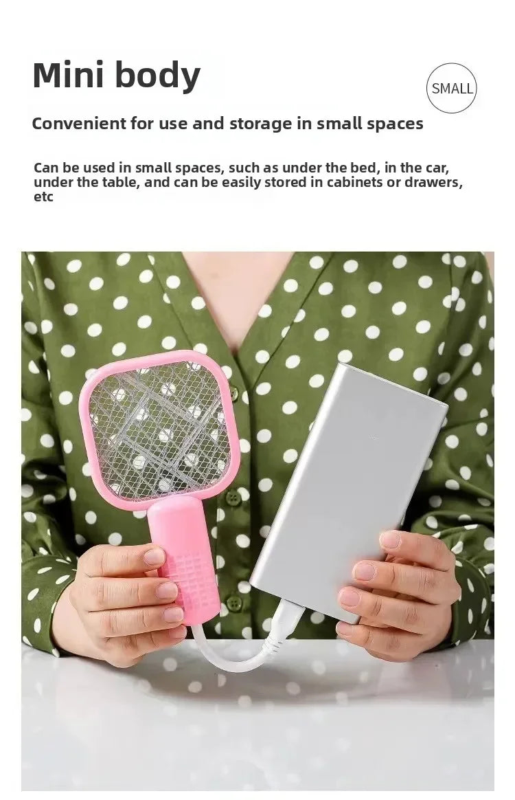 Mata Mosquitos Eléctrico USB con Luz Ultravioleta, Raqueta Matamoscas, Trampa Automática para Insectos para Interiores, Exteriores, Viajes, Camping y Control de Plagas
