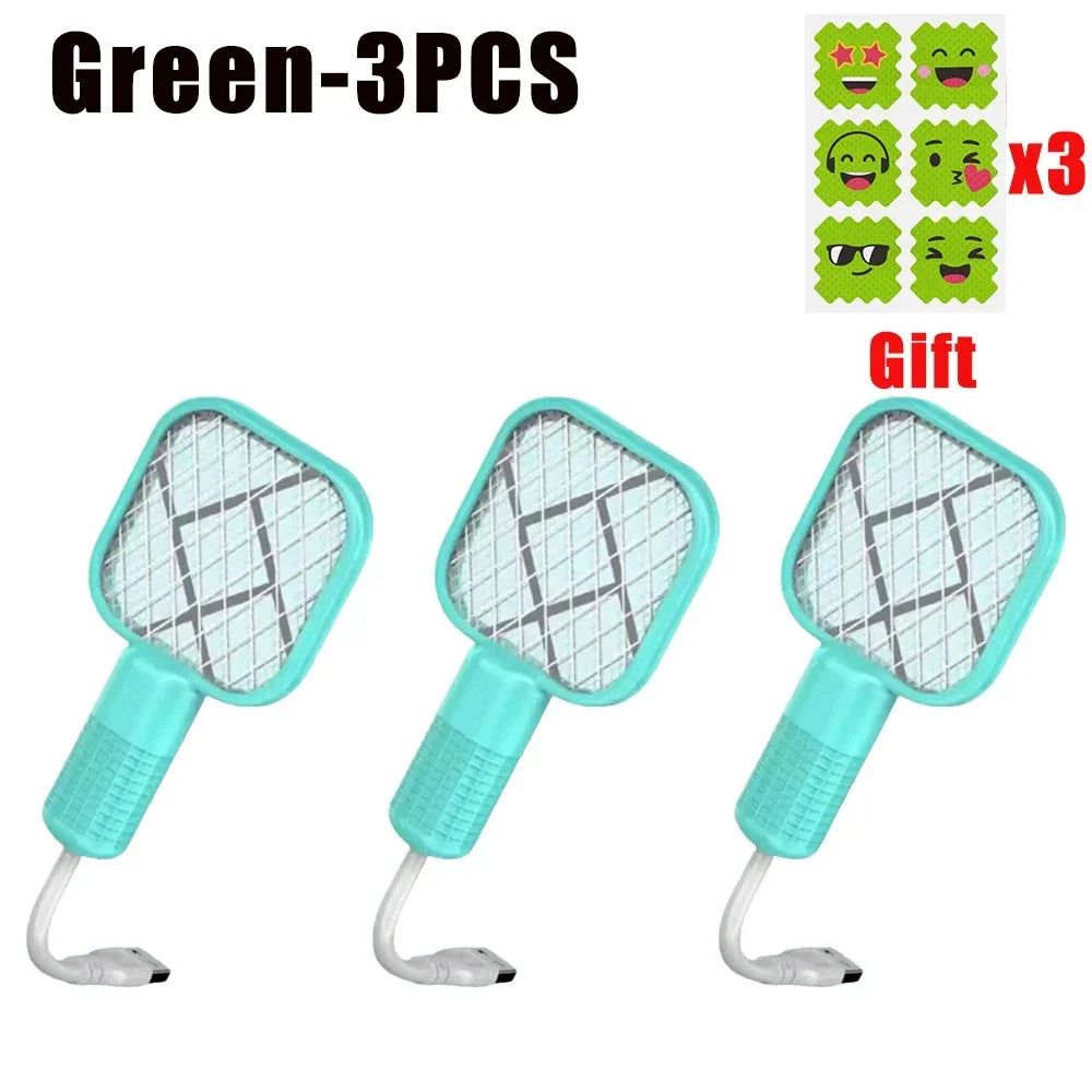 Mata Mosquitos Eléctrico USB con Luz Ultravioleta, Raqueta Matamoscas, Trampa Automática para Insectos para Interiores, Exteriores, Viajes, Camping y Control de Plagas