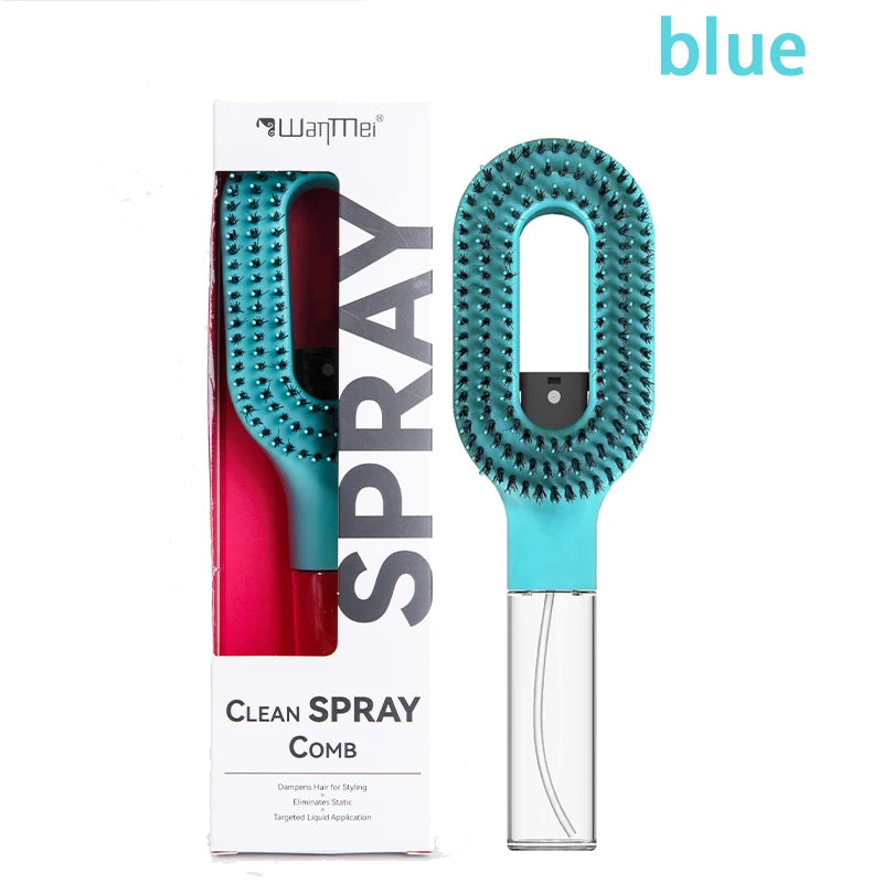 Cepillo para el Cabello 2 en 1 con Pulverizador, Peine Desenredante con Masaje para el Cuero Cabelludo, Rociador de Agua Antiestático, Herramienta para Peinar y Alisar el Cabello para el Hogar y Viajes