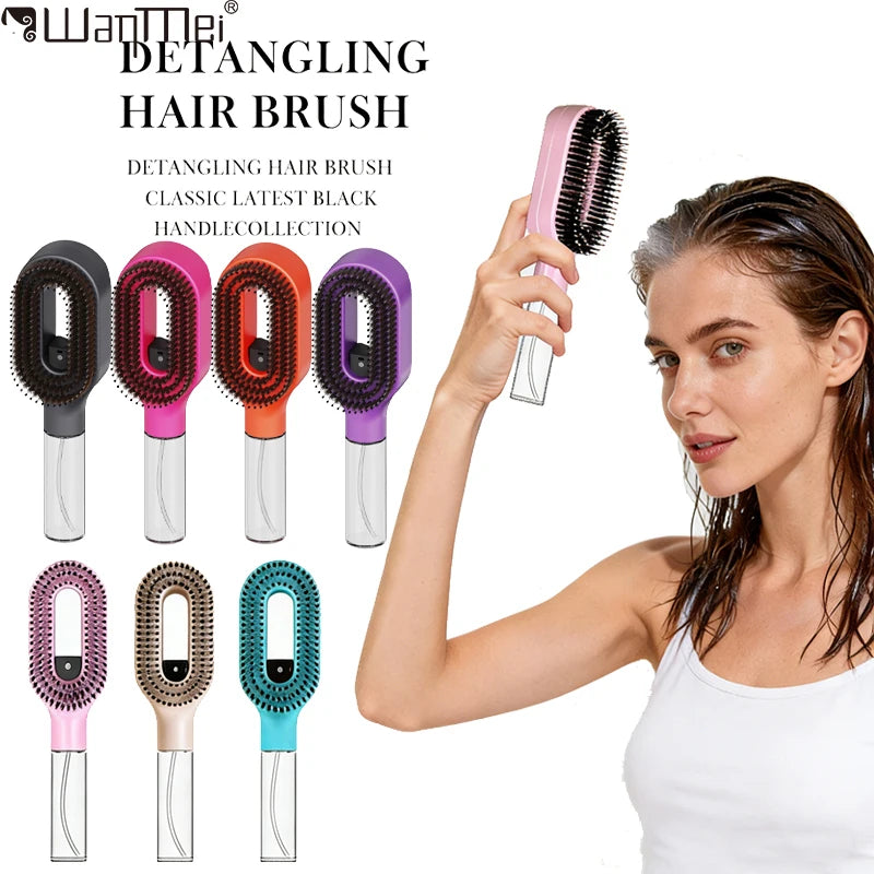 Cepillo para el Cabello 2 en 1 con Pulverizador, Peine Desenredante con Masaje para el Cuero Cabelludo, Rociador de Agua Antiestático, Herramienta para Peinar y Alisar el Cabello para el Hogar y Viajes