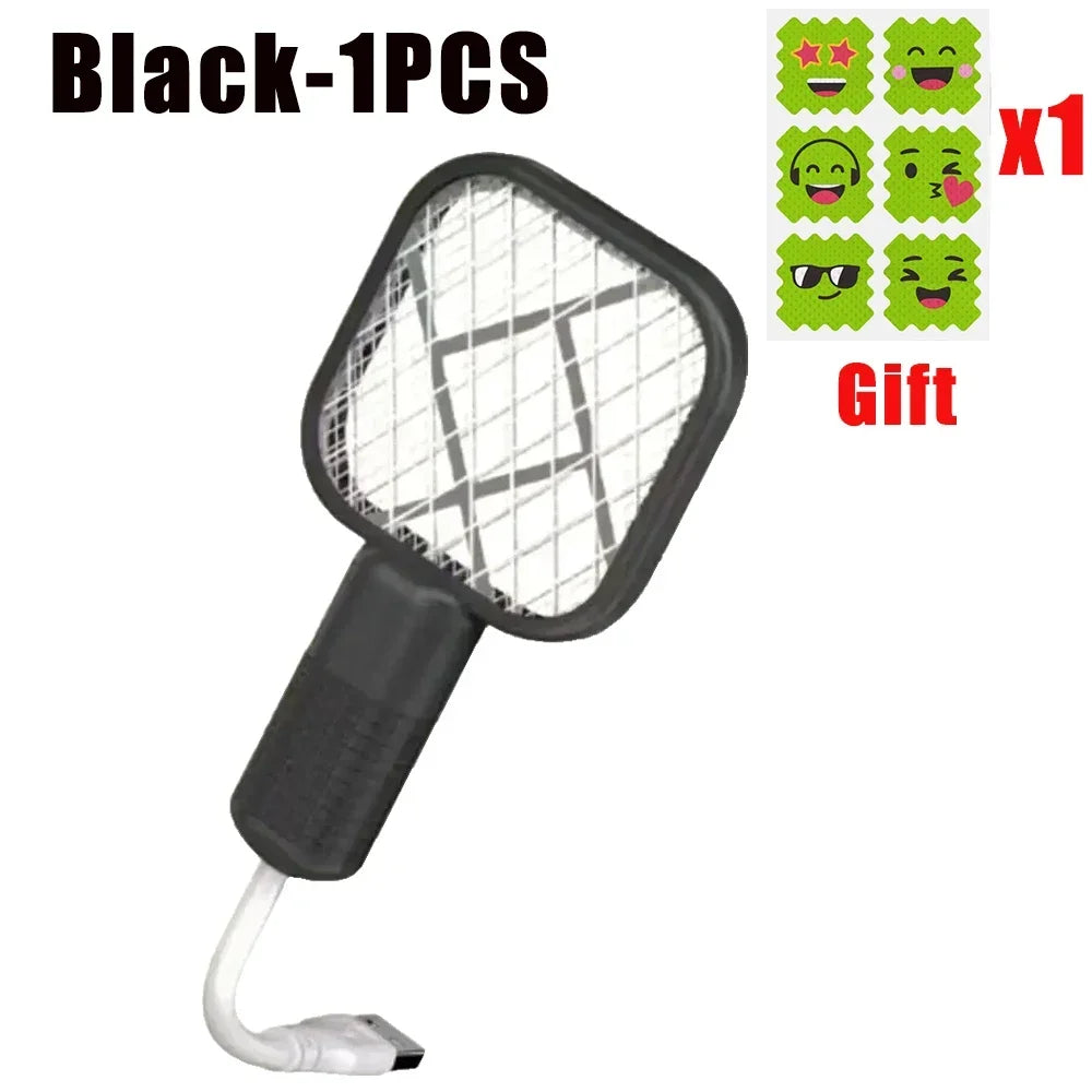 Mata Mosquitos Eléctrico USB con Luz Ultravioleta, Raqueta Matamoscas, Trampa Automática para Insectos para Interiores, Exteriores, Viajes, Camping y Control de Plagas