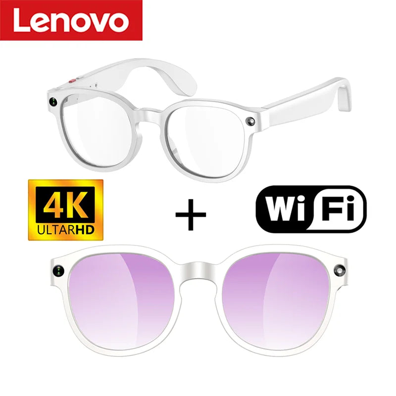 Gafas Inteligentes Lenovo con IA, Traductor Inteligente, Cámara HD de 8 MP, Grabación de Video en 4K, Bluetooth para Llamadas, Grabación de Voz, Reproducción de Música y Gafas de Sol Inteligentes 2026 Nuevas