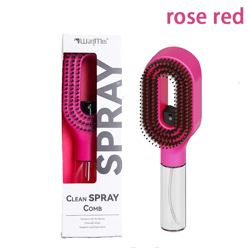 Cepillo para el Cabello 2 en 1 con Pulverizador, Peine Desenredante con Masaje para el Cuero Cabelludo, Rociador de Agua Antiestático, Herramienta para Peinar y Alisar el Cabello para el Hogar y Viajes