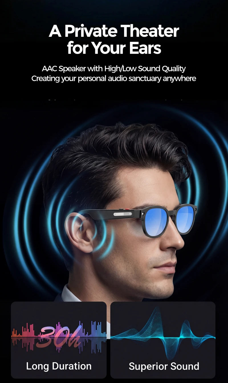Gafas Inteligentes Lenovo con IA, Traductor Inteligente, Cámara HD de 8 MP, Grabación de Video en 4K, Bluetooth para Llamadas, Grabación de Voz, Reproducción de Música y Gafas de Sol Inteligentes 2026 Nuevas