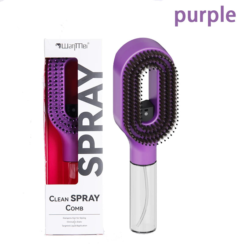 Cepillo para el Cabello 2 en 1 con Pulverizador, Peine Desenredante con Masaje para el Cuero Cabelludo, Rociador de Agua Antiestático, Herramienta para Peinar y Alisar el Cabello para el Hogar y Viajes