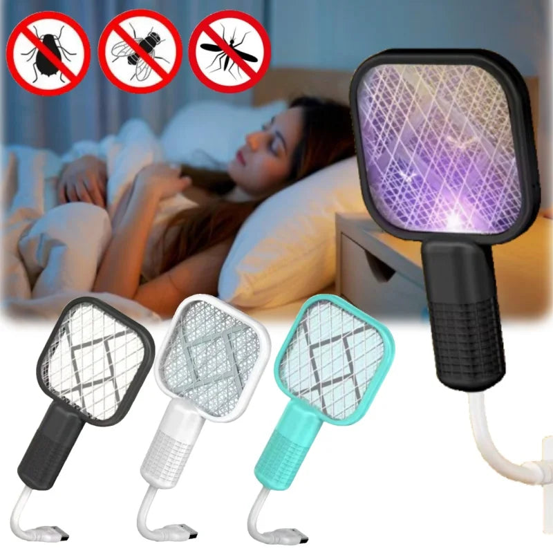 Mata Mosquitos Eléctrico USB con Luz Ultravioleta, Raqueta Matamoscas, Trampa Automática para Insectos para Interiores, Exteriores, Viajes, Camping y Control de Plagas