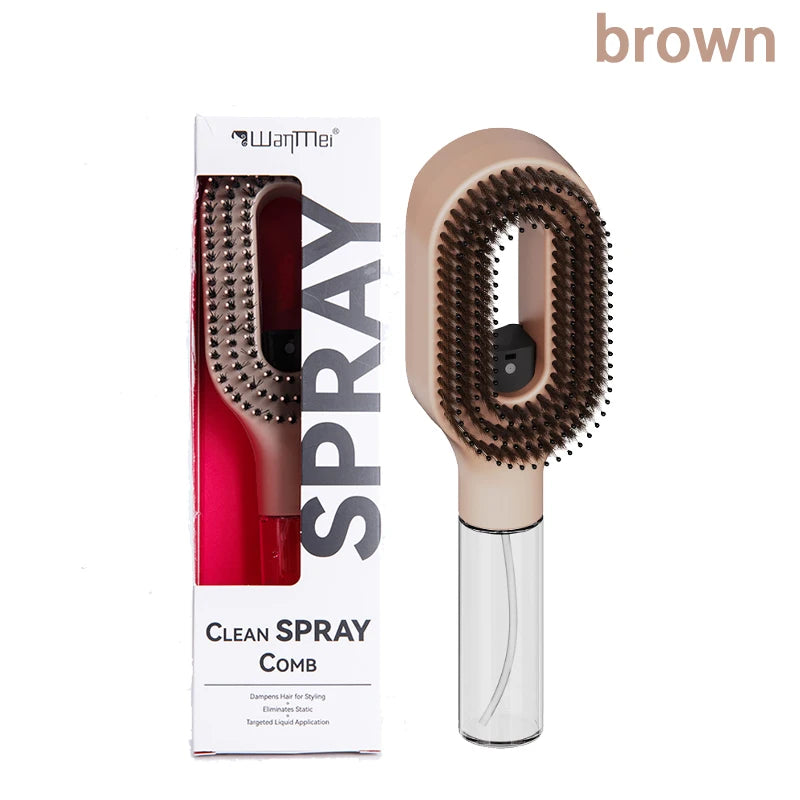 Cepillo para el Cabello 2 en 1 con Pulverizador, Peine Desenredante con Masaje para el Cuero Cabelludo, Rociador de Agua Antiestático, Herramienta para Peinar y Alisar el Cabello para el Hogar y Viajes