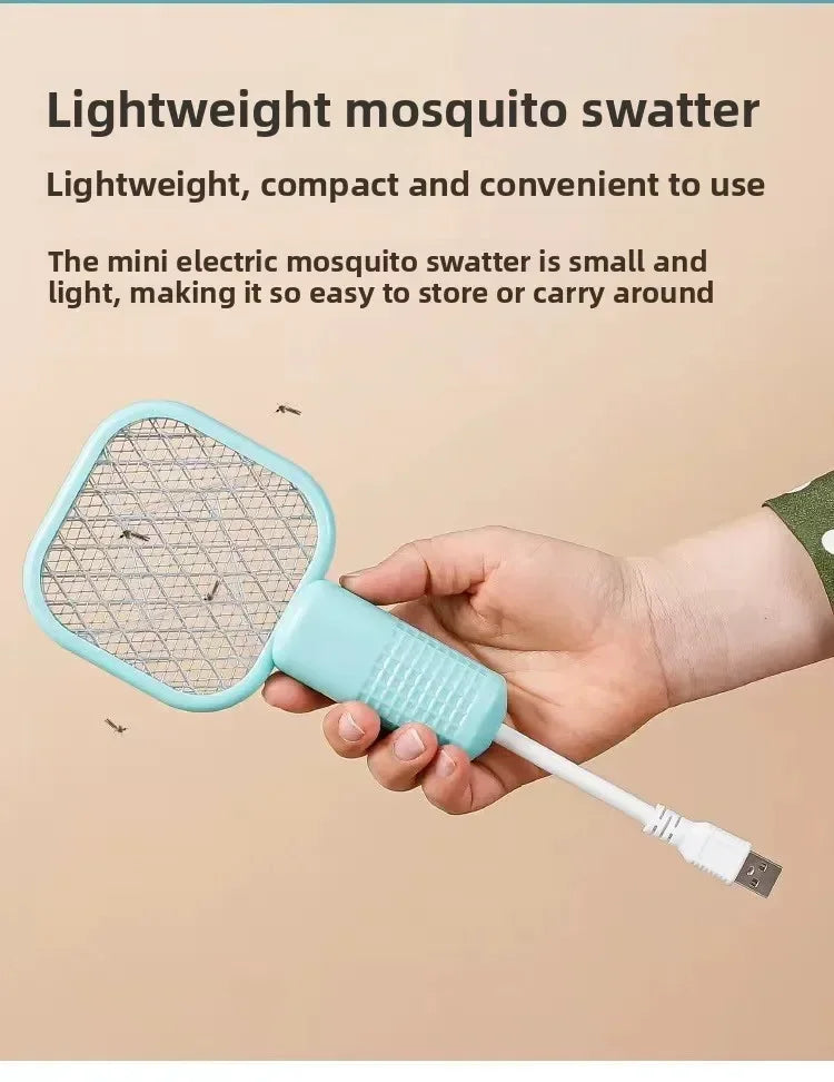 Mata Mosquitos Eléctrico USB con Luz Ultravioleta, Raqueta Matamoscas, Trampa Automática para Insectos para Interiores, Exteriores, Viajes, Camping y Control de Plagas