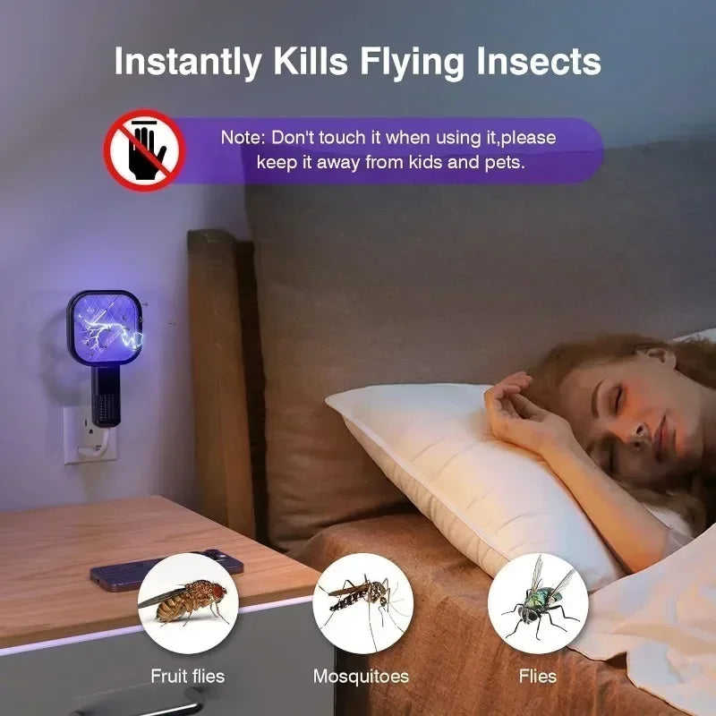 Mata Mosquitos Eléctrico USB con Luz Ultravioleta, Raqueta Matamoscas, Trampa Automática para Insectos para Interiores, Exteriores, Viajes, Camping y Control de Plagas